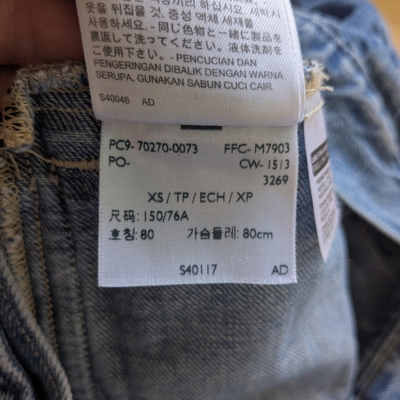 LEVI'S Women Jeans Jacket 100% Cotton Washed Blue Color With Pockets Crop XS - Picture 12 of 15